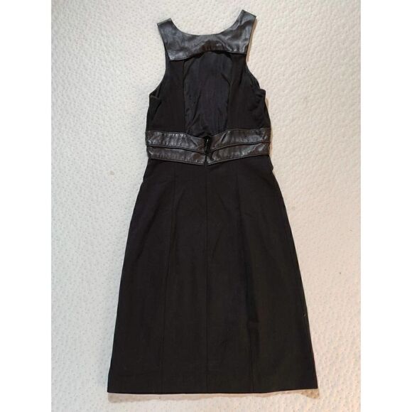 NORDSTROM CYNTHIA STEFFE SLEEVELESS BLACK FAUX LEATHER DRESS CUTOUT BACK SIZE 2 - Picture 6 of 6